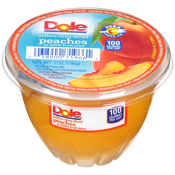 Dole Dole Peaches Sliced In Juice 7 oz. Container, PK12 71966 - main